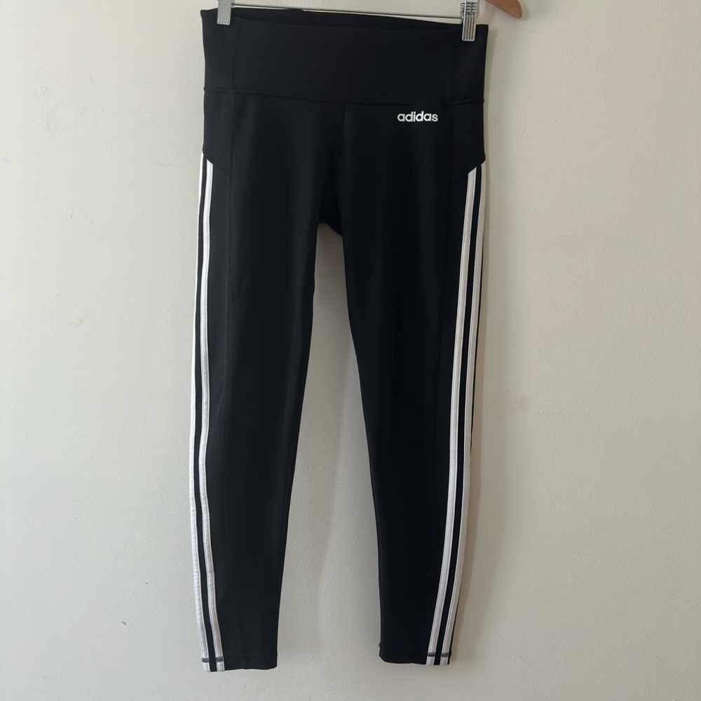adidas Climalite || Women's Black White Three Striped Active Leggings size M